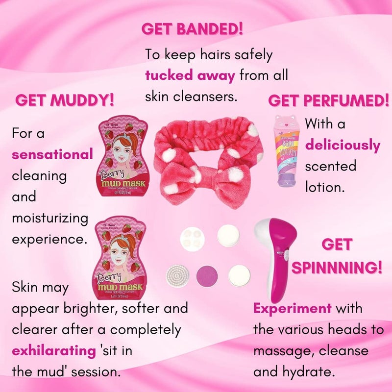 Hot Focus Kids Spa For Girls Toys Day Spa Kit - Kids Playset Deluxe Set With Facial Cleanser Machine Headband Mud Mask - Image 2